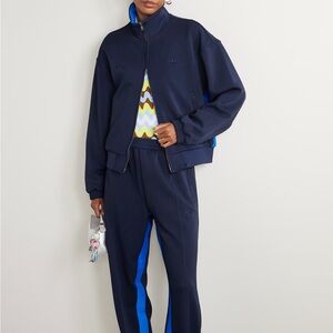 ADIDAS by Wales Bonner two-tone jersey-trimmed piqué track jacket Navy in Medium